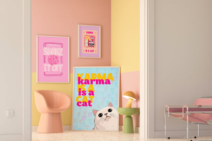 Pink shake it off poster sold separately here: https://studiotwinswa.etsy.com/listing/1644241915 Karma is a cat in purple sold here: https://studiotwinswa.etsy.com/listing/1644233881