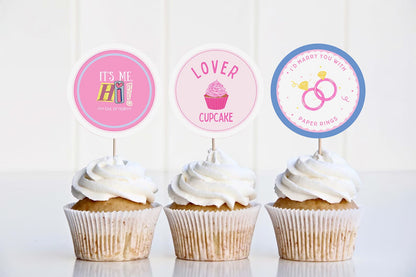 Swiftie birthday or party kit: 30 eras tour cupcake toppers, DIY print cut, gift for taylor swift fan, birthday taylor swift