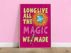 long live all the magic print, long live all the magic we made poster, pink taylor poster, swifti gift, taylor poster, taylor gift