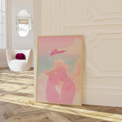 Lover poster, romeo take me somewhere we can be alone, taylor fan gift, pink lover print, gift for her, taylor print, swiftie gift