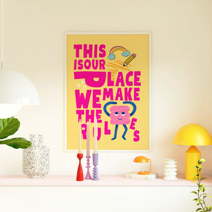 Set of 2: Pink Lover and Yellow This is Our Place - Swiftie Gift for Daughter | Taylor fan gift | Printable swiftie gift, girl bedroom decor