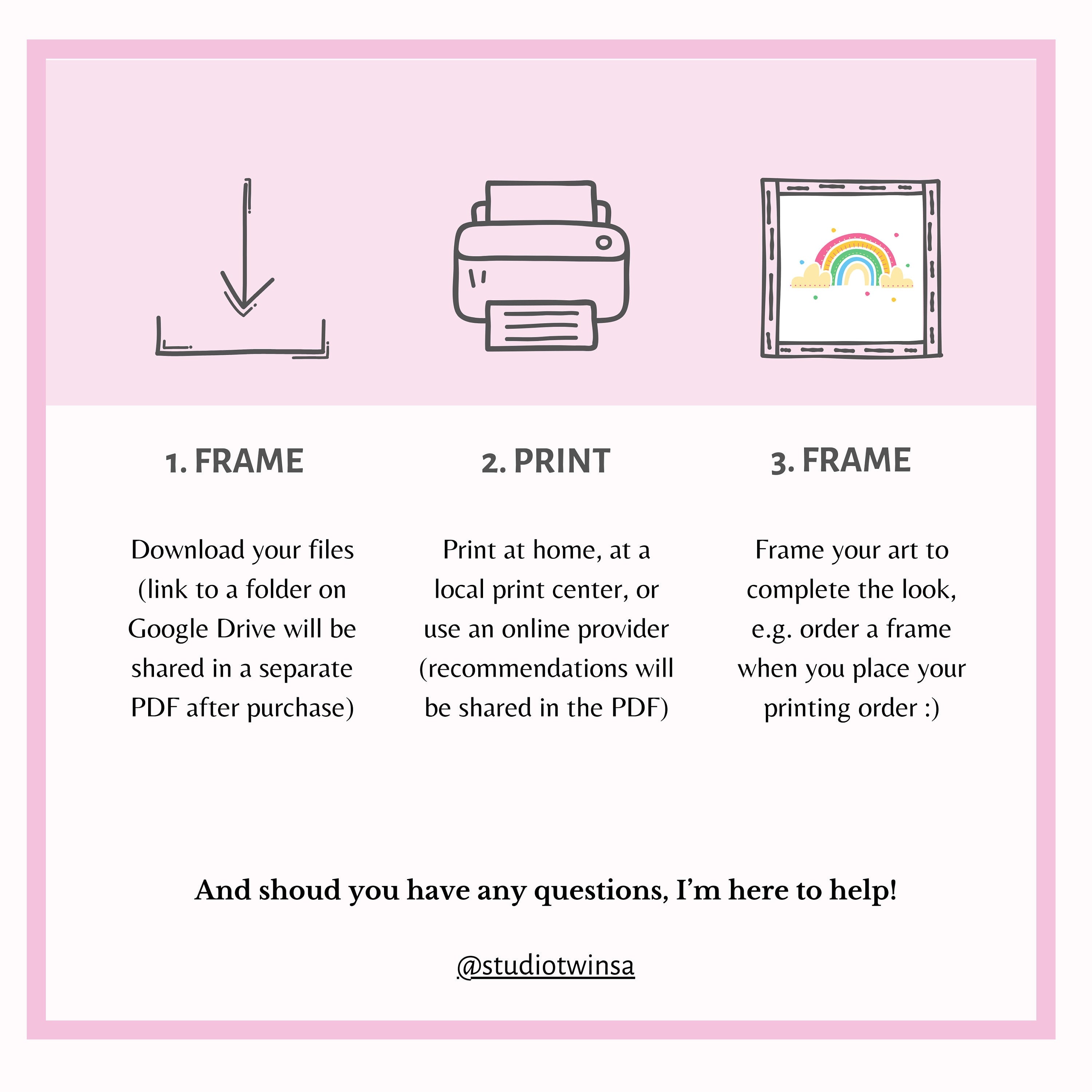 a pink poster with instructions on how to use a printer