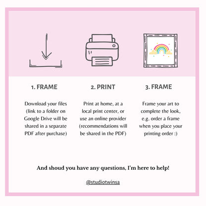 a pink poster with instructions on how to use a printer