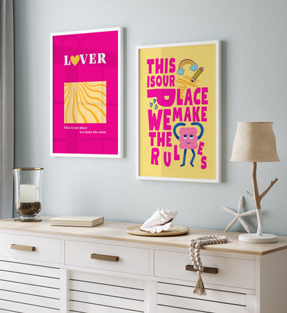 Set of 2: Pink Lover and Yellow This is Our Place - Swiftie Gift for Daughter | Taylor fan gift | Printable swiftie gift, girl bedroom decor