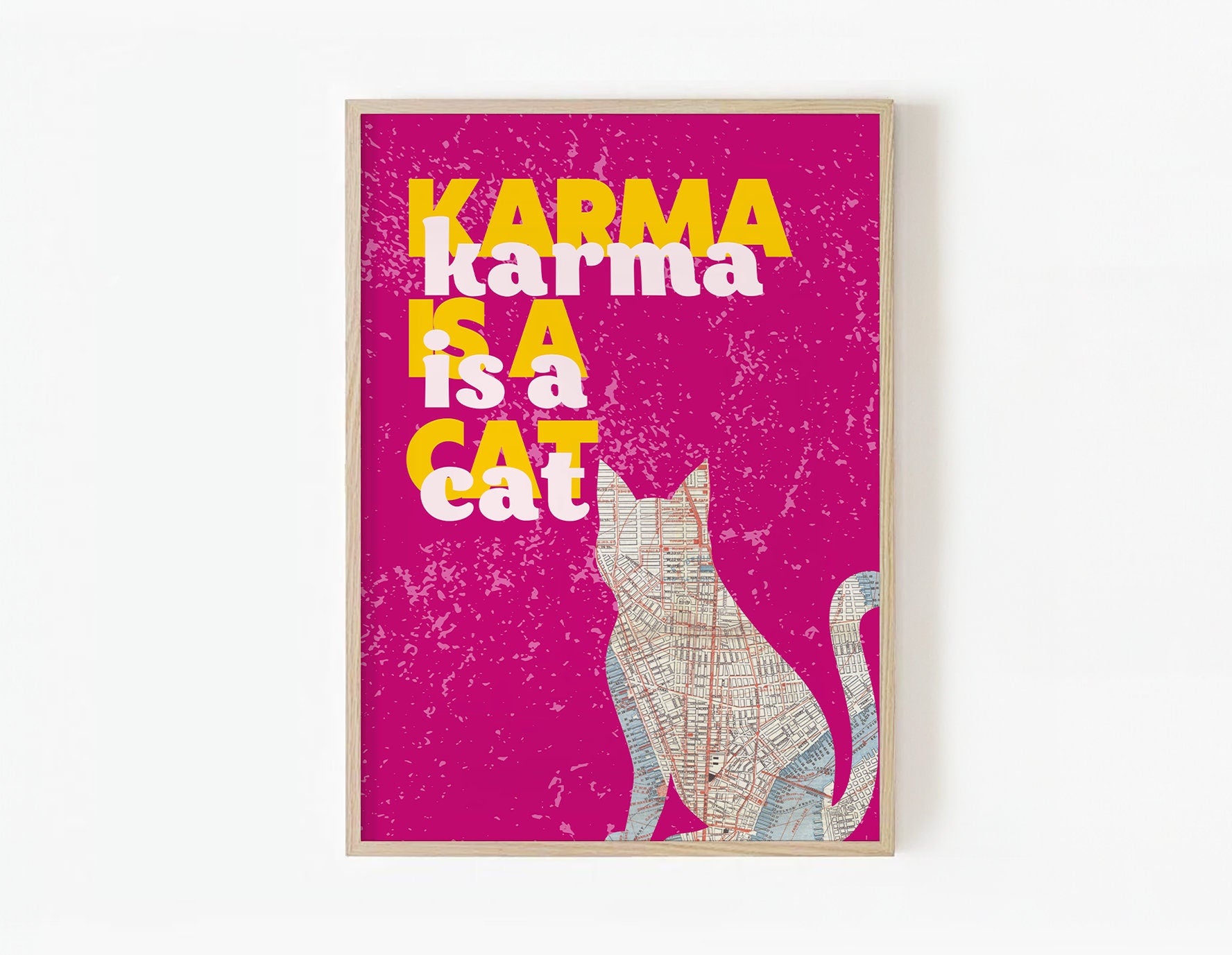 Pink Guest check wall art set, Y2K prints, Karma is a cat Print, swiftie print, trendy wall art, bar cart posters, pink poster, swiftie gift