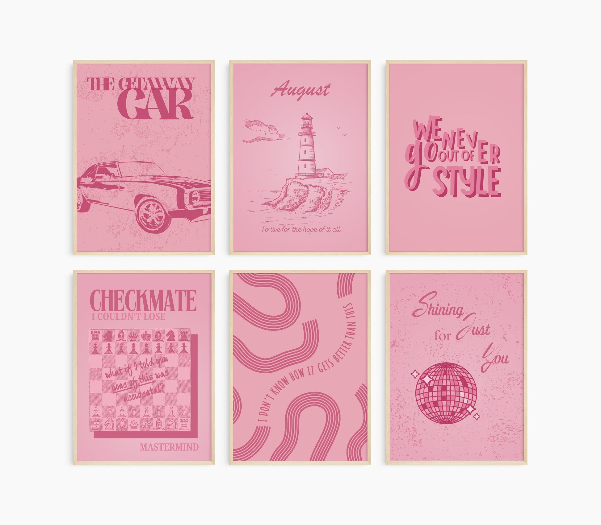 Dusty pink wall art set, Taylor gift, Taylor poster, august lyric poster, to live for the hope poster, swifti print, pink Taylor poster